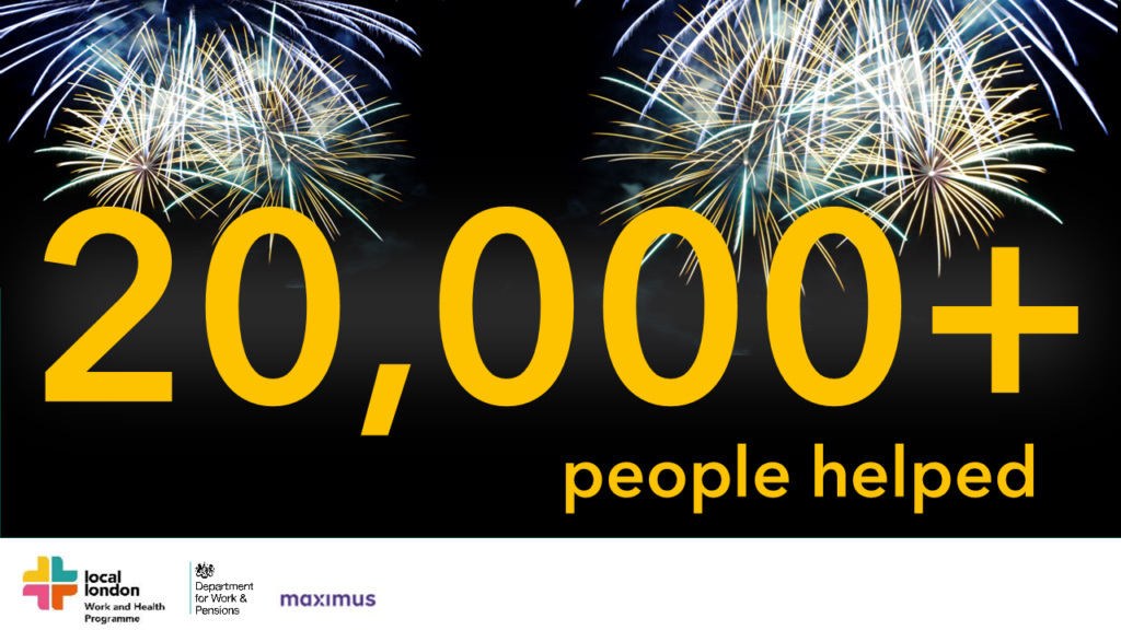 Fireworks in the background and text that says 20,000+ people helped
