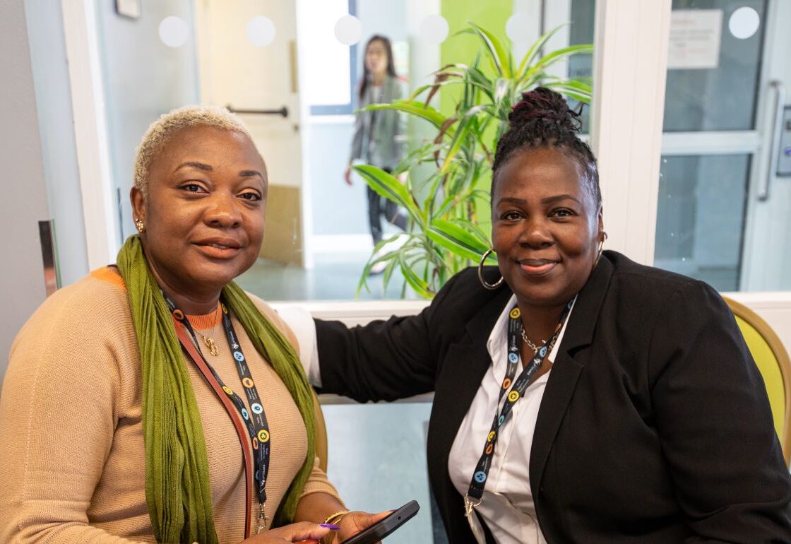 Enfield Jobs Fair 1 two ladies Decorative: two ladies smiling at camera
