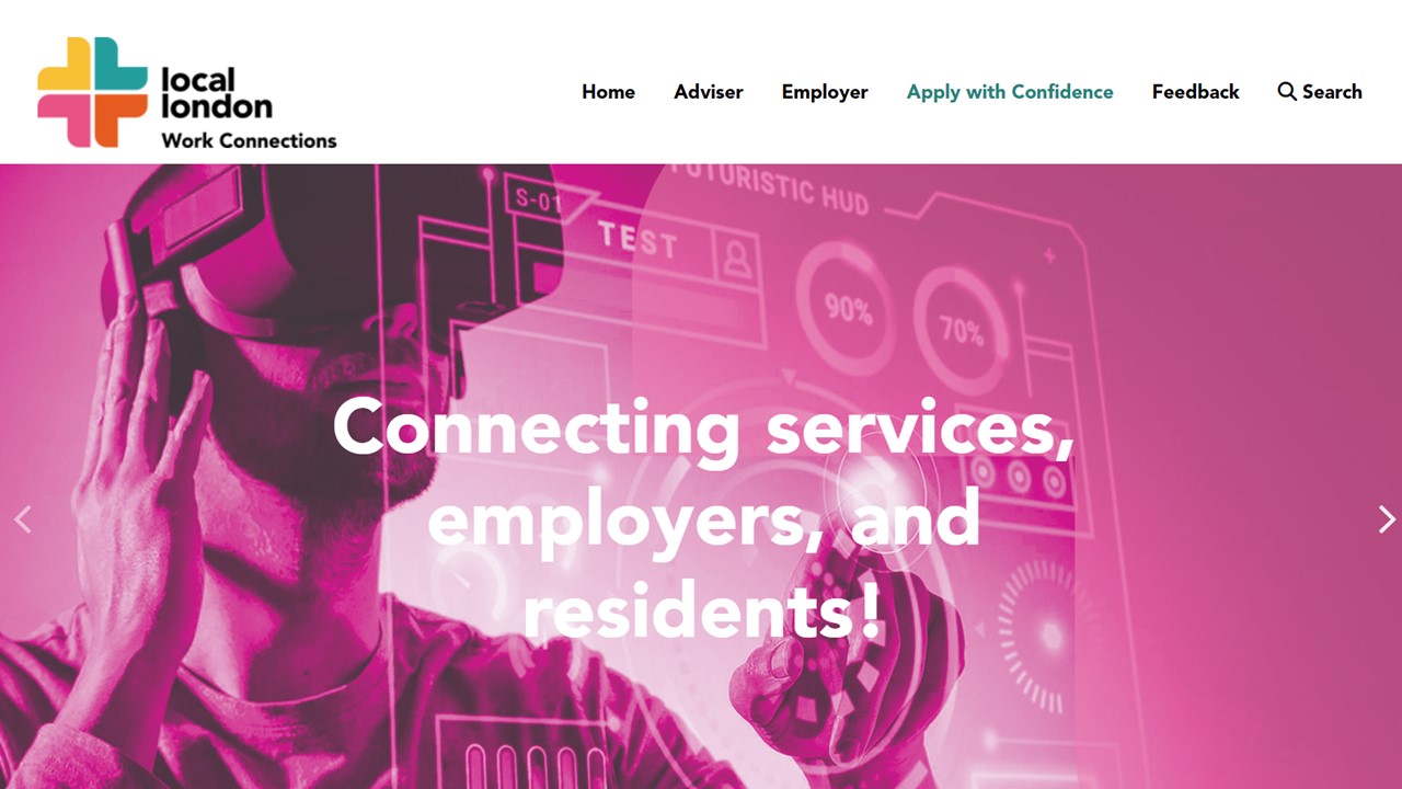 Decorative: screenshot of home page of the workconnections.london website